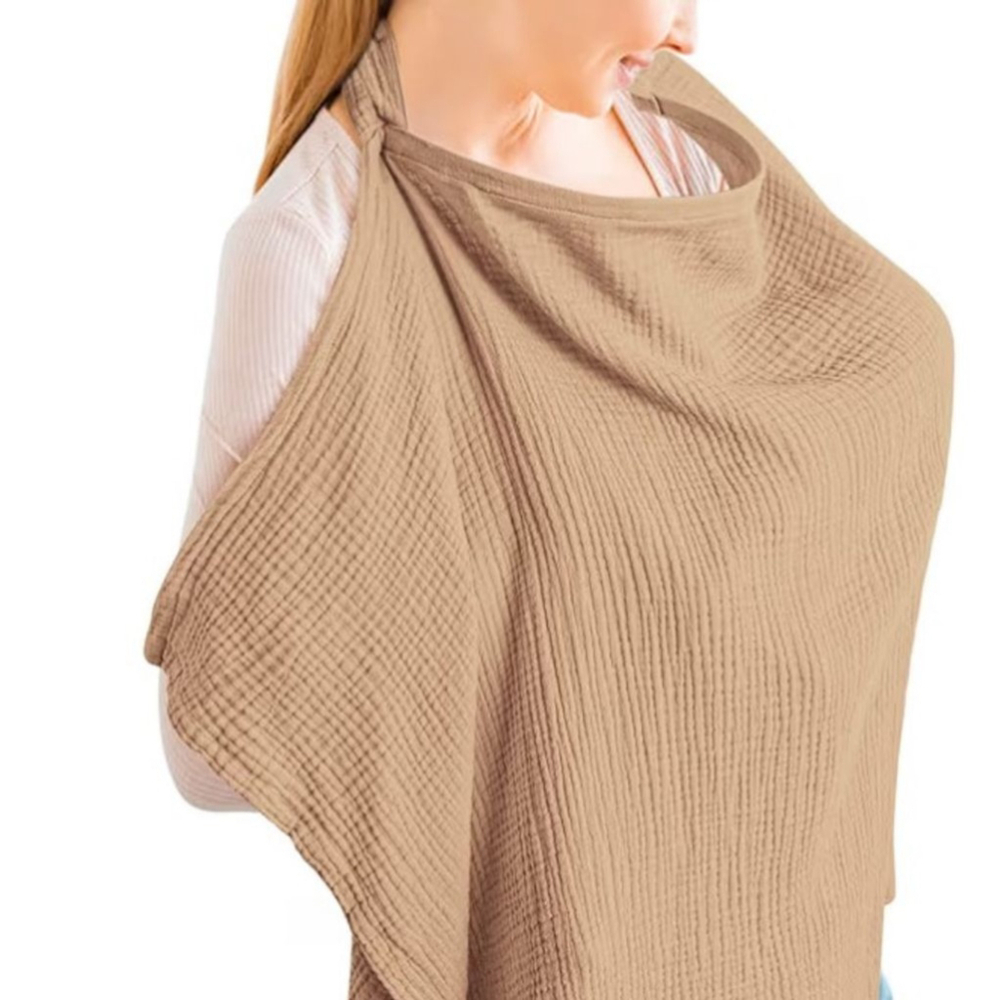 Women's KONSSY Beige One Size Muslin Nursing Cover Breathable Super Soft